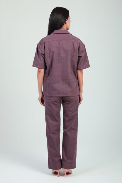 Plum Denim Shirt & Trouser Co-ord