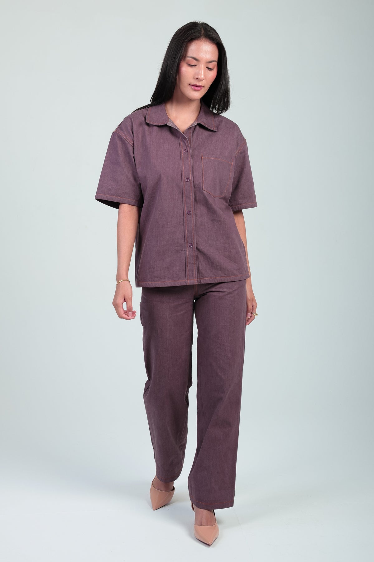 Plum Denim Shirt & Trouser Co-ord