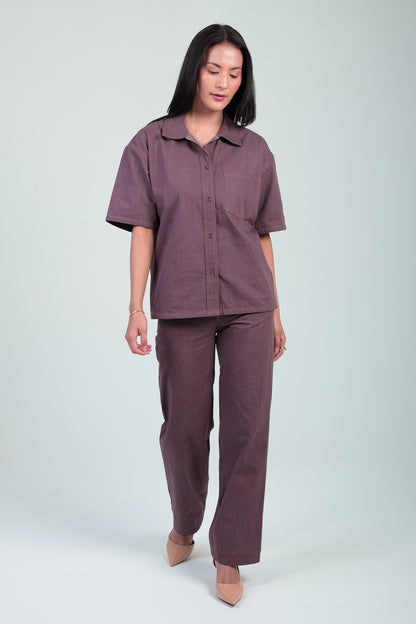 Plum Denim Shirt & Trouser Co-ord
