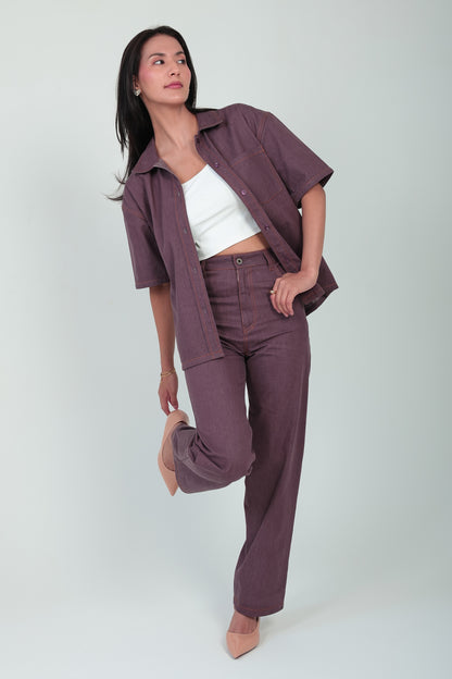 Plum Denim Shirt & Trouser Co-ord