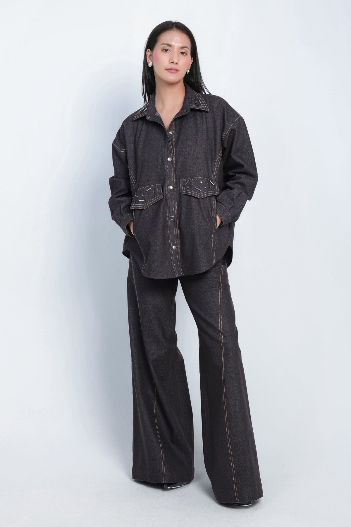 Dark Wash Denim 3-Piece Co-Ord Set