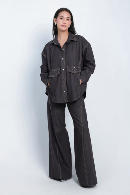 Dark Wash Denim 3-Piece Co-Ord Set