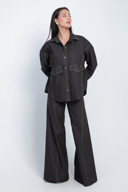 Dark Wash Denim 3-Piece Co-Ord Set
