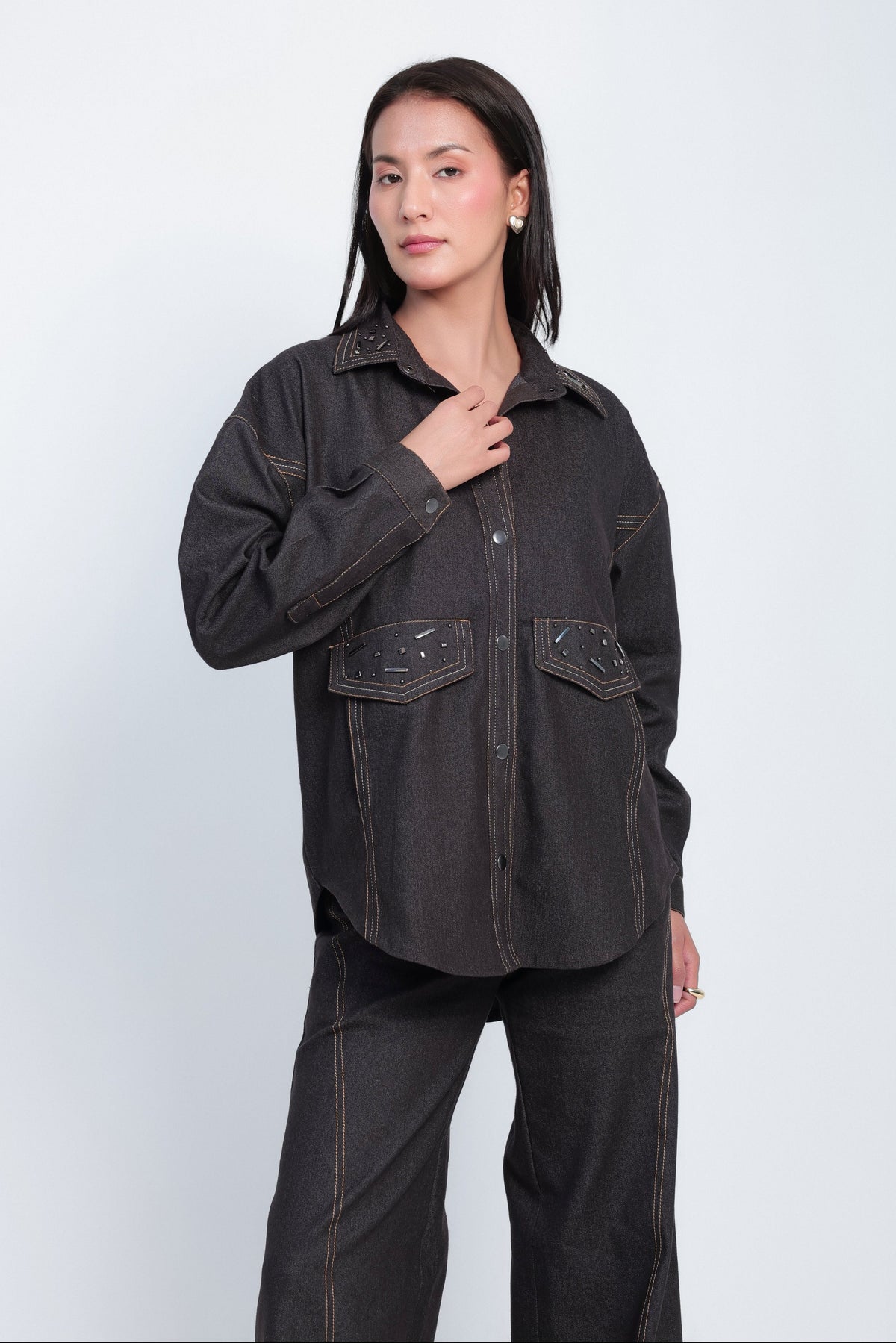 Dark Wash Denim 3-Piece Co-Ord Set