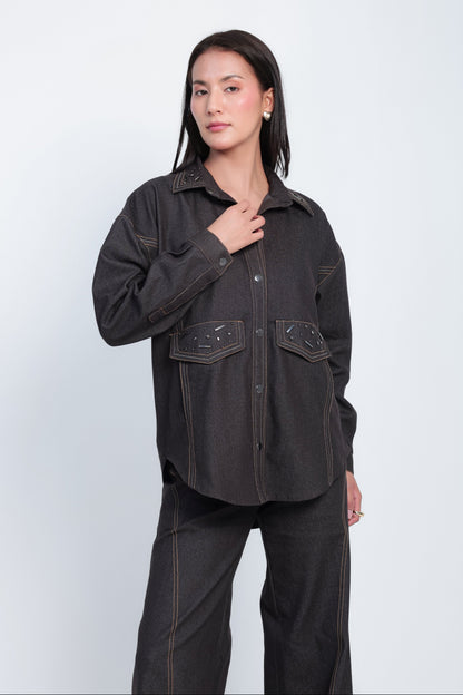 Dark Wash Denim 3-Piece Co-Ord Set
