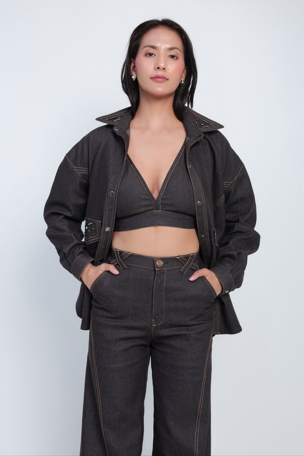 Dark Wash Denim 3-Piece Co-Ord Set