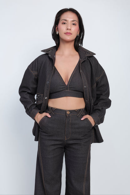 Dark Wash Denim 3-Piece Co-Ord Set