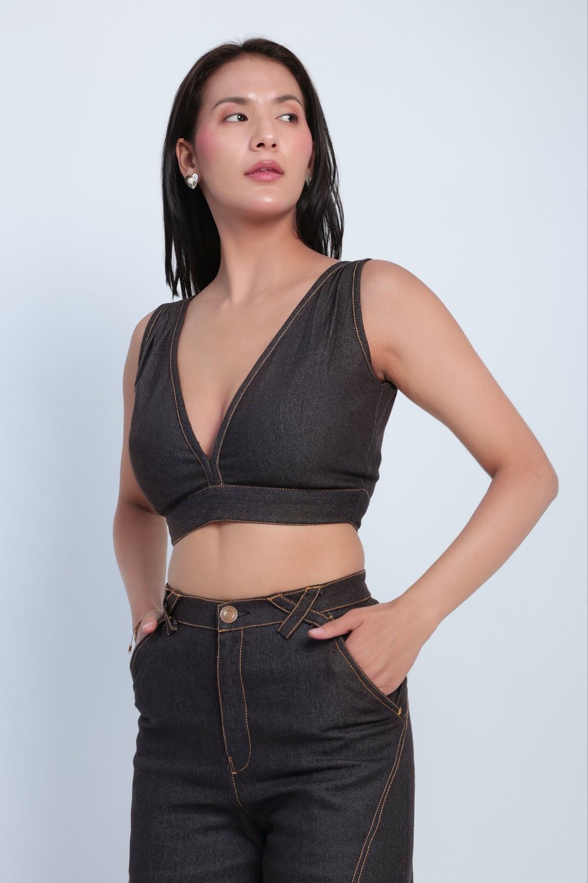 Dark Wash Denim 3-Piece Co-Ord Set