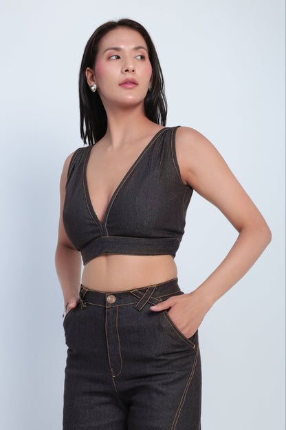 Dark Wash Denim 3-Piece Co-Ord Set